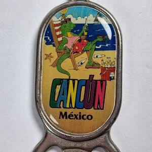 Vintage Cancun Mexico Iguana Bottle Opener Keychain Beach Souvenir Collectible